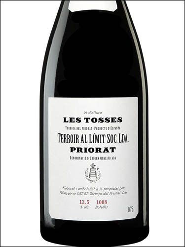 фото вино Terroir Al Limit Les Tosses Priorat DOQ 