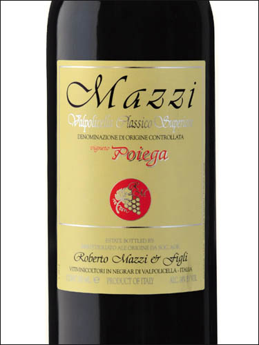 фото Mazzi Poiega Valpolicella Classico Superiore DOC Мацци Пойега Вальполичелла Классико Суперьоре ДОК Италия вино красное