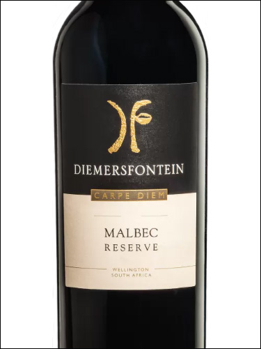 фото Diemersfontein Carpe Diem Malbec Reserve Димерсфонтейн Карпе Дием Мальбек Резерв ЮАР вино красное