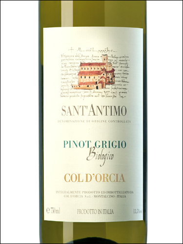 фото Col d'Orcia Pinot Grigio Sant'Antimo DOC Кол д'Орча Пино Гриджио Caнт'Антимо Италия вино белое