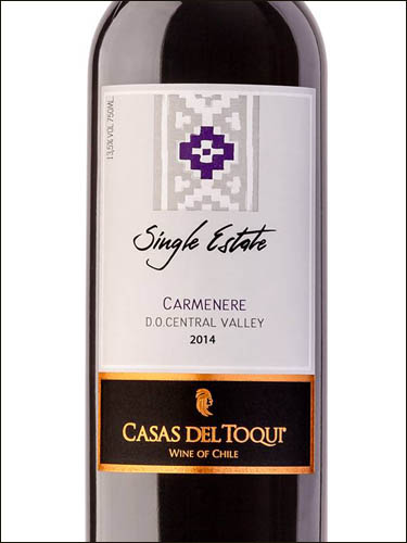 фото Casas del Toqui Single Estate Carmenere Central Valley DO Казас дель Токи Сингл Истэйт Карменер Чили вино красное