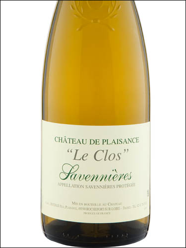фото Chateau de Plaisance Le Clos Savennieres AOC Шато де Плезанс Ле Кло Савеньер Франция вино белое