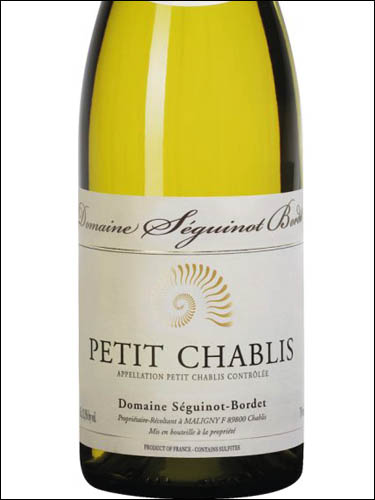 фото Domaine Seguinot-Bordet Petit Chablis AOC Домен Сегино-Борде Пти Шабли Франция вино белое