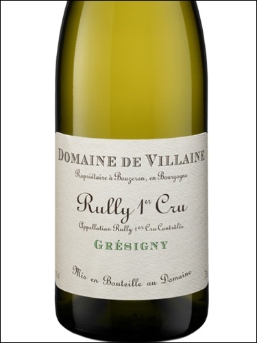 фото Domaine de Villaine Rully Premier Cru Gresigny AOC Домен де Виллен Рюли Премье Крю Грезиньи Франция вино белое