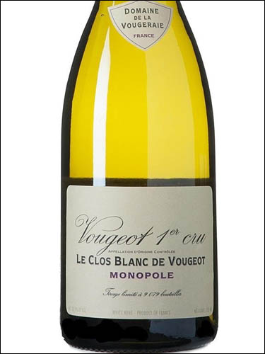 фото Domaine de la Vougeraie Vougeot Premier Cru Le Clos Blanc de Vougeot AOC Домен де ля Вужре Вужо Премье Крю Ле Кло Блан де Вужо Франция вино белое