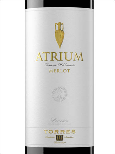 фото вино Torres Atrium Merlot Penedes DO 