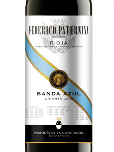 фото вино Marques de La Concordia Federico Paternina Banda Azul Crianza Rioja DOC 