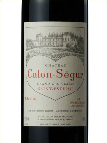 фото Chateau Calon Segur 3-eme Grand Cru Classe Saint-Estephe AOC Шато Калон Сегюр Сент-Эстеф Франция вино красное