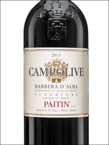 фото Paitin Campolive Barbera d’Alba Superiore DOC Пайтин Камполиве Барбера д‘Альба Супериоре Италия вино красное