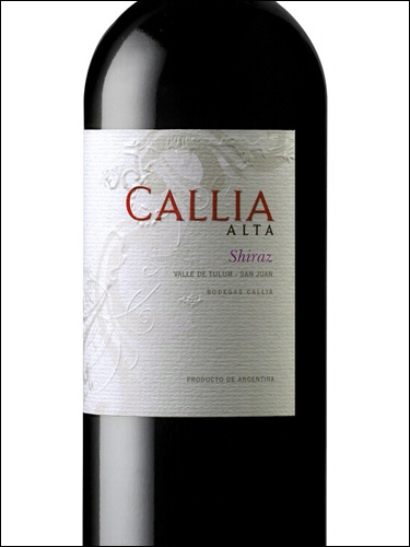фото Callia Alta Shiraz Valle de Tulum Каллия Альта Шираз Валль де Тулум Аргентина вино красное