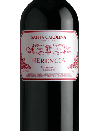 фото Santa Carolina Herencia Carmenere Peumo Санта Каролина Эренсия Карменер Пеумо Чили вино красное