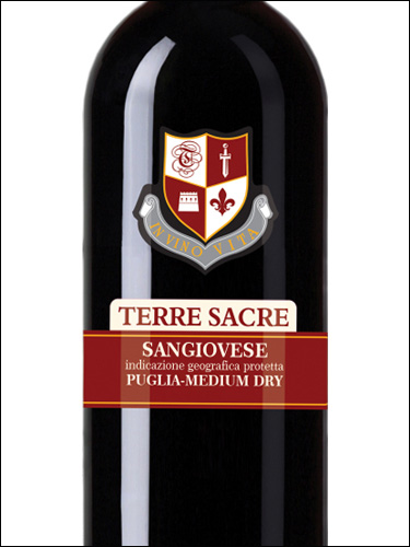 фото Terre Sacre Sangiovese Puglia IGP Терре Сакре Санджовезе Апулия Италия вино красное