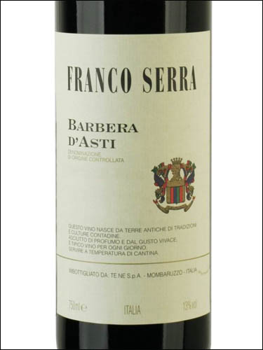 фото Franco Serra Barbera d`Asti DOCG Франко Серра Барбера д`Асти Италия вино красное