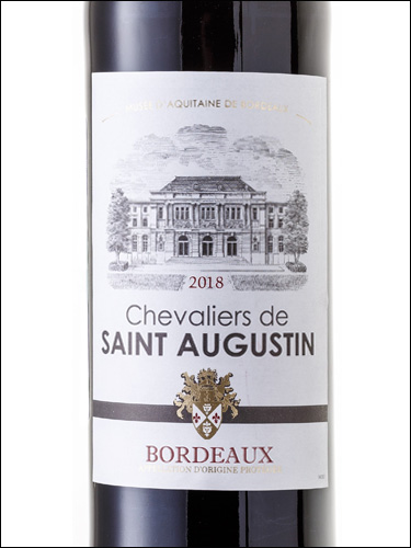 фото Chevaliers de Saint Augustin Rouge Bordeaux AOP Шевалье де Сент Агустин Руж Бордо Франция вино красное