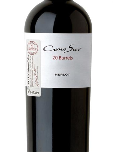 фото Cono Sur 20 Barrels Limited Edition Merlot Colchagua Valley DO Коно Сур 20 Баррелей Мерло Лимитед Эдишн Долина Кольчагуа Чили вино красное