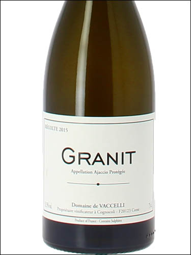 фото Domaine de Vaccelli Granit Blanc Ajaccio AOC Домен де Вачелли Гранит Блан Аяччо Франция вино белое