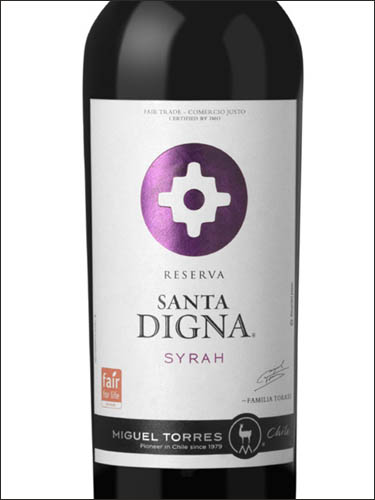 фото Miguel Torres Santa Digna Syrah Reserva Мигель Торрес Санта Дигна Сира Резерва Чили вино красное