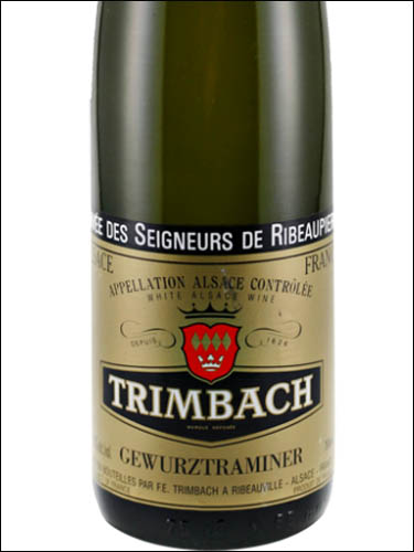 фото Trimbach Gewurztraminer Cuvee des Seigneurs de Ribeaupierre Alsace AOC Тримбах Гевюрцтраминер Кюве де Сеньор де Рибопьер Эльзас Франция вино белое
