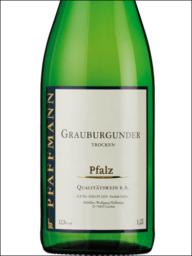 фото Pfaffmann Grauburgunder QbA trocken Pfalz Пфаффманн Граубургундер трокен Пфальц Германия вино белое