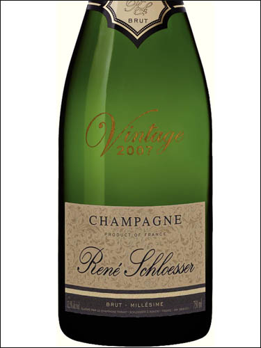 фото Champagne Rene Schloesser Brut Millesime Шампанское Рене Шлоссер Брют Миллезим Франция вино белое