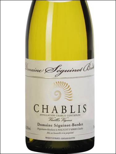 фото Domaine Seguinot-Bordet Vieilles Vignes Chablis AOC Домен Сегино-Борде Вьей Винь Шабли Франция вино белое