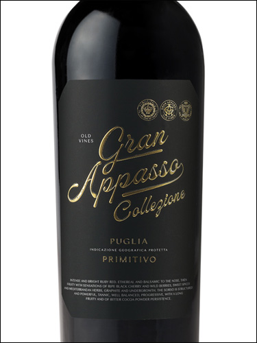 фото Gran Appasso Collezione Primitivo Puglia IGP Гран Аппассо Коллеционе Примитиво Апулия Италия вино красное