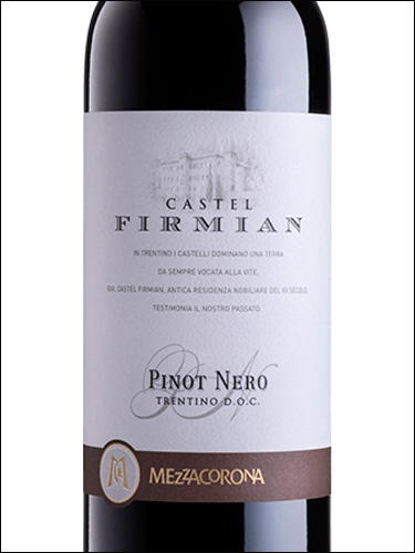 фото Mezzacorona Castel Firmian Pinot Nero Trentino DOC Меццакорона Кастель Фирмиан Пино Неро Трентино Италия вино красное