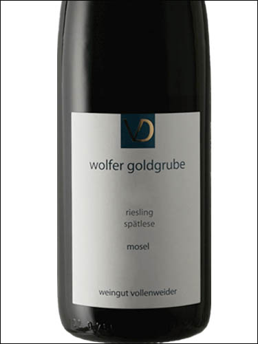 фото Weingut Vollenweider Riesling Wolfer Goldgrube Spatlese Вайгнут Фолленвайдер Рислинг Вольфер Голдгрубе Шпатлезе Германия вино белое