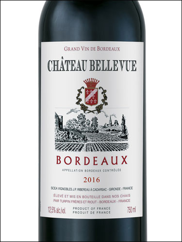 фото Chateau Bellevue Rouge Bordeaux AOC Шато Бельвю руж Бордо Франция вино красное