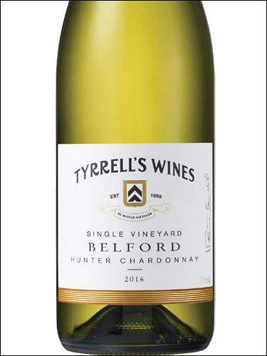 фото Tyrrell's Wines Single Vineyard Belford Hunter Chardonnay Тиррелз Вайнз Сингл Виньярд Белфорд Хантер Шардоне Австралия вино белое