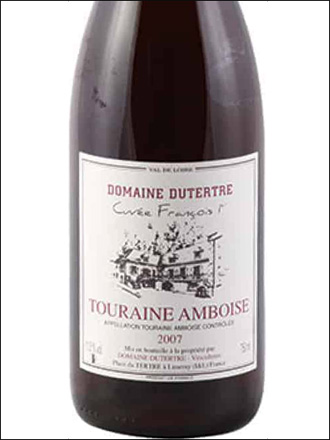 фото Domaine Dutertre Cuvee Francois 1er Touraine Amboise Rouge AOC Домен Дютертр Кюве Франcуа Премье Турень Амбуаз Руж Франция вино красное