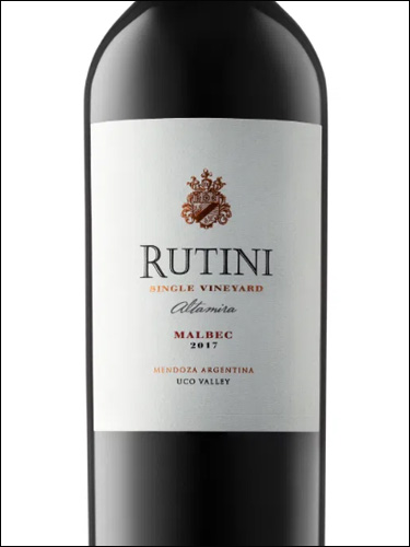 фото Rutini Single Vineyard Altamira Malbec Рутини Сингл Виньярд Альтамира Мальбек Аргентина вино красное