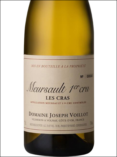 фото Domaine Joseph Voillot Meursault Premier Cru Les Cras AOC Домен Жозеф Войо Мерсо Премье Крю Ле Кра Франция вино белое