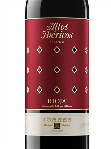 фото Torres Altos Ibericos Crianza Rioja DOC Торрес Альтос Иберикос Крианса Риоха ДОК Испания вино красное