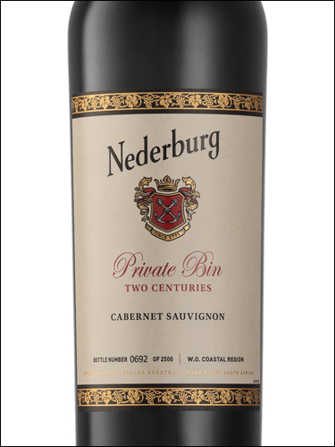 фото Nederburg Private Bin Two Centuries Cabernet Sauvignon Недербург Прайват Бин Ту Сенчуриз Каберне Совиньон ЮАР вино красное