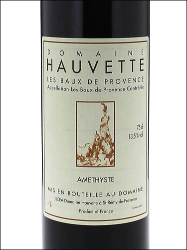фото Domaine Hauvette Amethyste Rouge Les Baux de Provence AOC Домен Оветт Аметист Руж Ле Бо де Прованс Франция вино красное