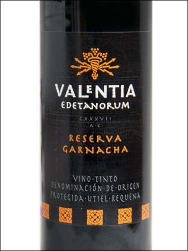 фото вино Valentia Edetanorum Garnacha Reserva Utiel-Requena DO 