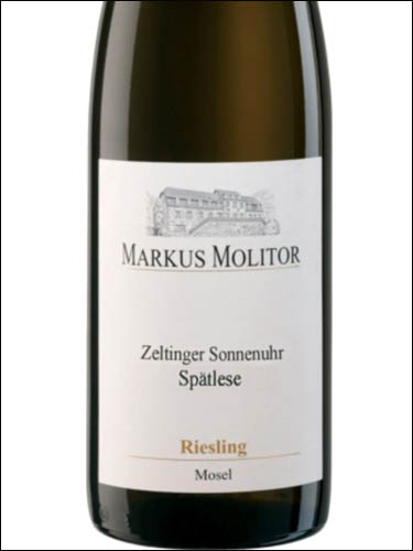 фото Markus Molitor Riesling Zeltinger Sonnenuhr Spatlese Маркус Молитор Рислинг Цельтингер Зонненур Шпатлезе Германия вино белое