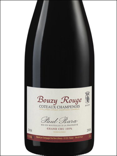 фото Paul Bara Bouzy Rouge Coteaux Champenois AOC Поль Бара Бузи Руж Кото Шампенуа Франция вино красное