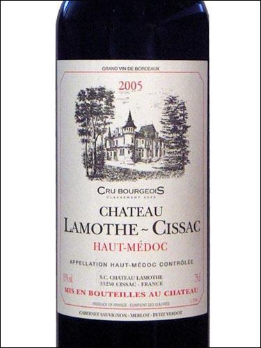 фото Chateau Lamothe-Cissac Cru Bourgeois Haut-Medoc AOC Шато Ламот-Сиссак Крю Буржуа О-Медок Франция вино красное