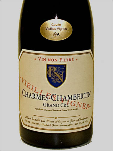 фото Pierre Naigeon Charmes-Chambertin Grand Cru Viellies Vignes AOC Пьер Нежон Шарм-Шамбертен Гран Крю Вьей Винь Франция вино красное
