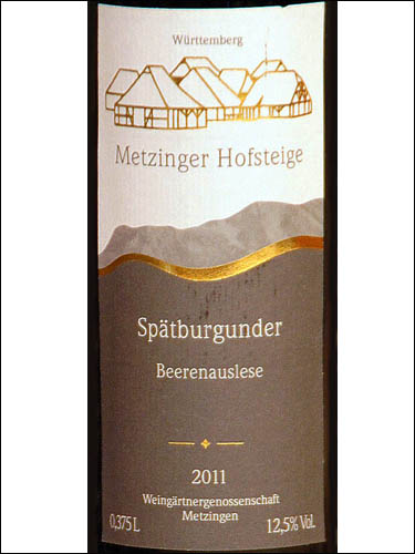 фото Metzinger Hofsteige Spatburgunder Beerenauslese Метцингер Хофштайге Шпетбургундер Биренауслезе Германия вино красное
