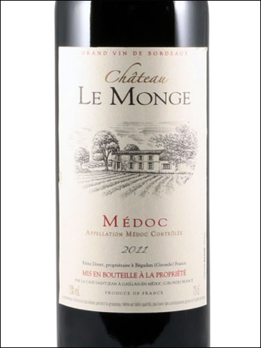 фото Chateau Le Monge Medoc AOC Шато Ле Монж Медок Франция вино красное