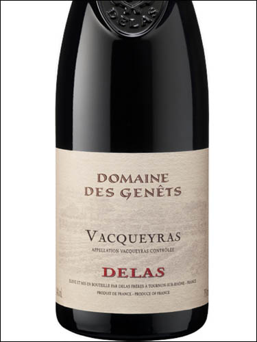 фото Delas Domaine des Genets Vacqueyras AOC Делас Доммен де Жене Вакейрас Франция вино красное