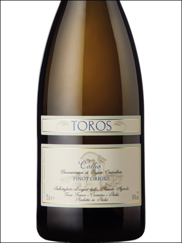 фото Toros Pinot Grigio Collio DOC Торос Пино Гриджио Коллио Италия вино белое
