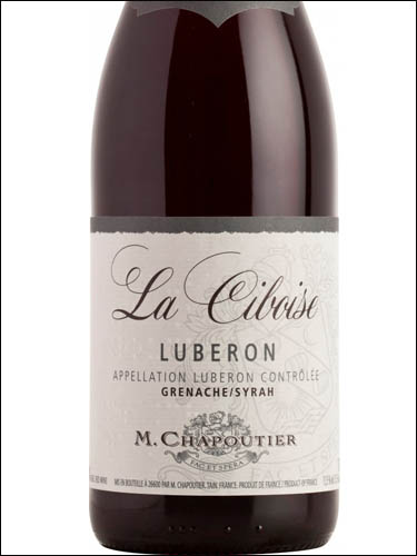 фото M. Chapoutier La Ciboise Luberon AOC М. Шапутье Ля Сибуаз Люберон АОС Франция вино красное