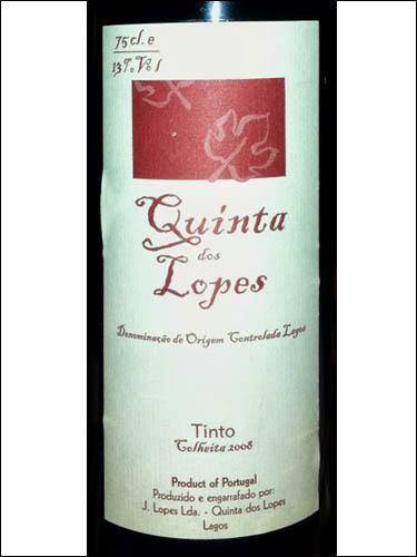 фото Quinta dos Lopes Tinto Lagos DOC Кинта дос Лопес Тинту Лагуш Португалия вино красное
