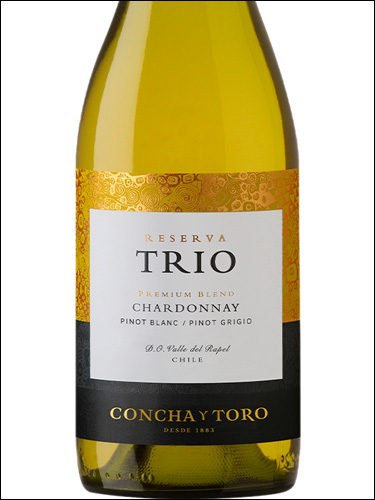 фото Concha y Toro Trio Reserva Chardonnay Конча и Торо Трио Резерва Шардоне Чили вино белое