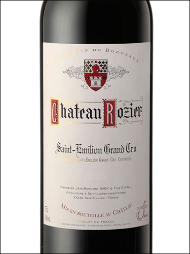фото Chateau Rozier Saint-Emilion Grand Cru AOP Шато Розье Сент-Эмильон Гран Крю Франция вино красное