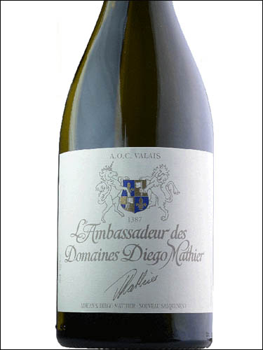 фото Ambassadeur des Domaines Diego Mathier weiss Valais AOC Амбассадор де Домен Диего Матье вайс Вале Швейцария вино белое